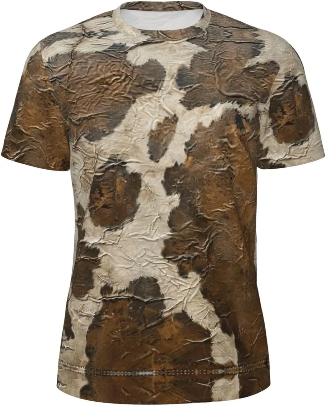 

Футболка мужская короткий рукав Brown Cowhide Art Print для спорта и повседневной носки LIXLZH