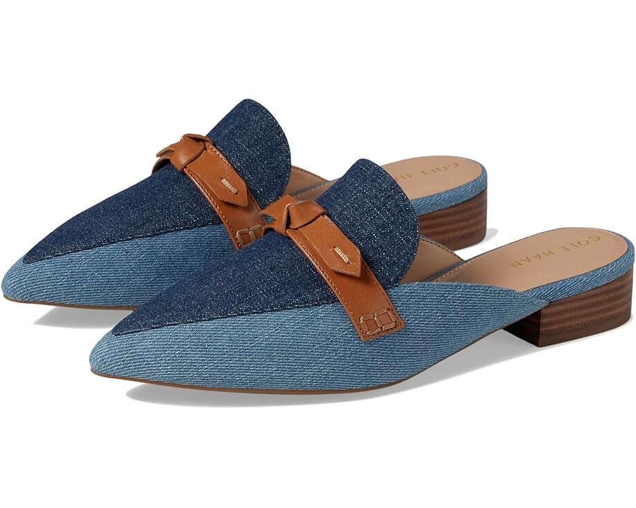 Лоферы Cole Haan Piper Bow Mule, цвет Light Denim/Dark Denim/Pecan Leather