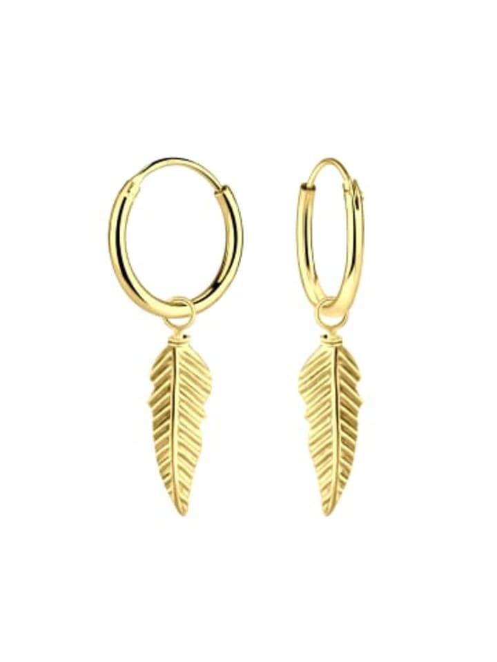 

Alexander York Серьги-подвески в виде перьев, серебро 925 пробы в золотом исполнении, комплект из двух штук в золоте