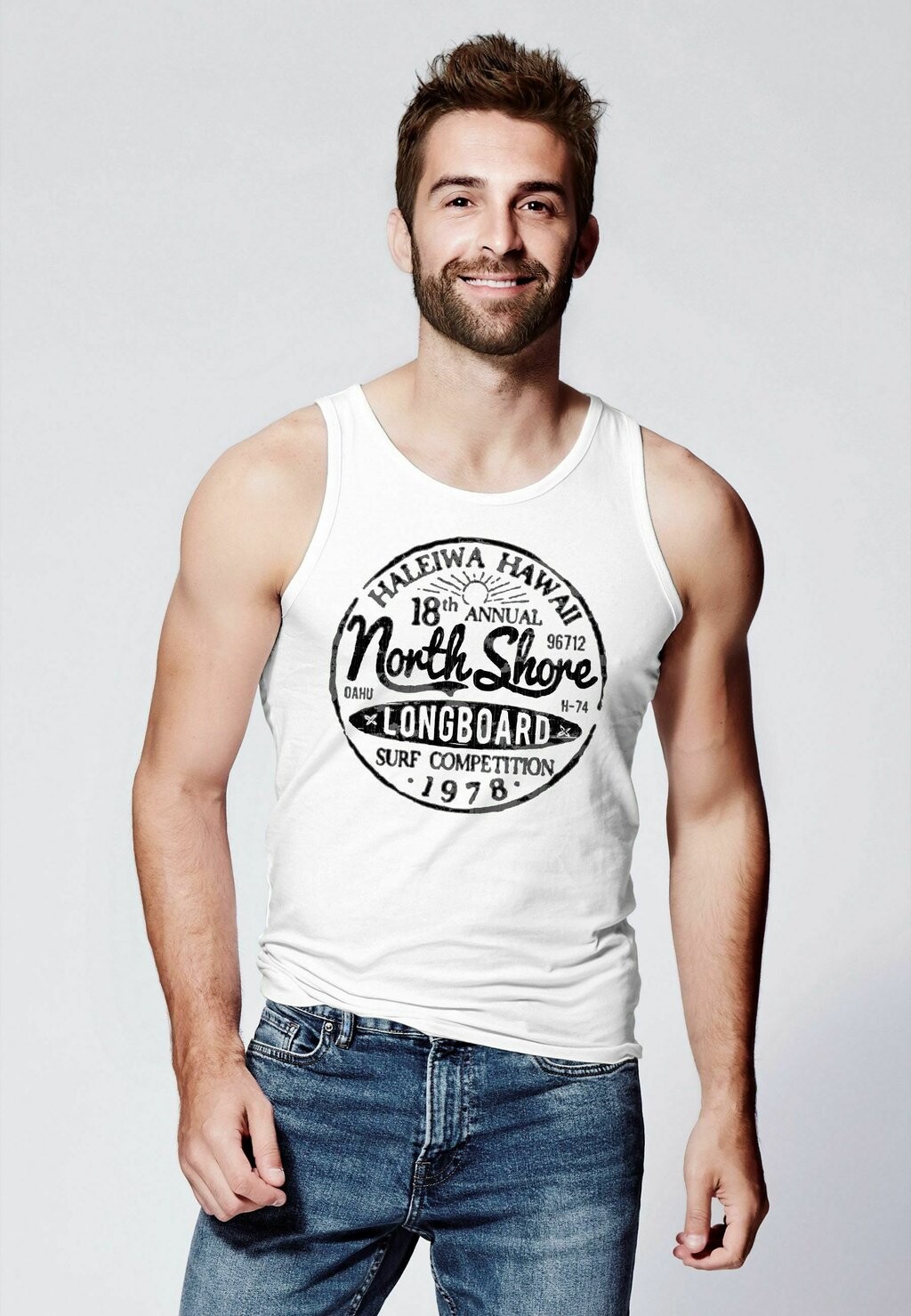 

Топ TANK NORTH SHORE LONGBOARD RETRO SURF MOTIV WELLENREI Neverless, белый