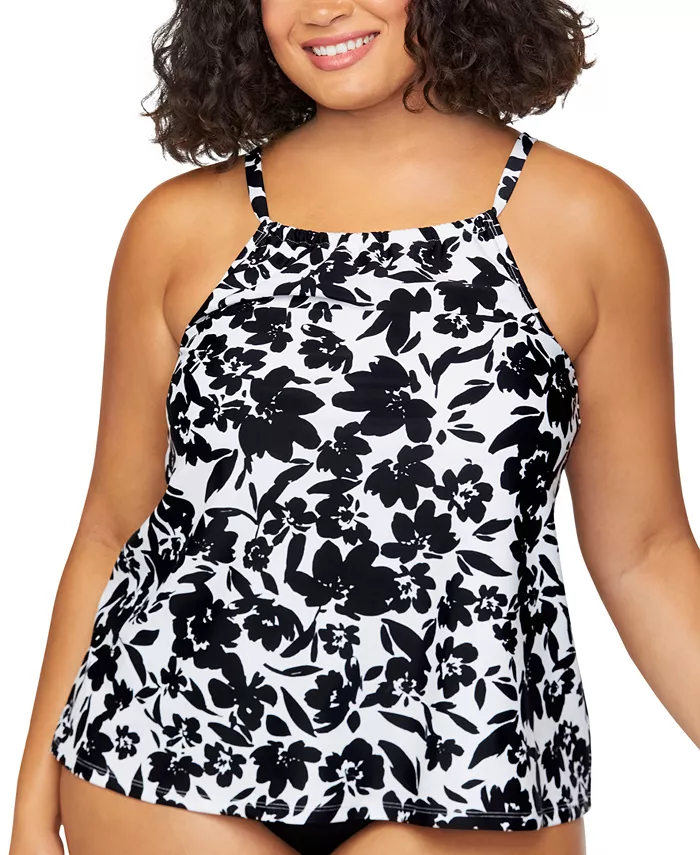 

Купальник-танкини Plus Size Cali Printed Island Escape, черный