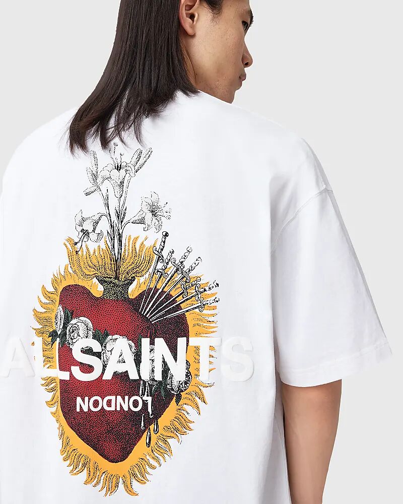 

Футболка AllSaints Heartfelt с графическим принтом на спине белого цвета