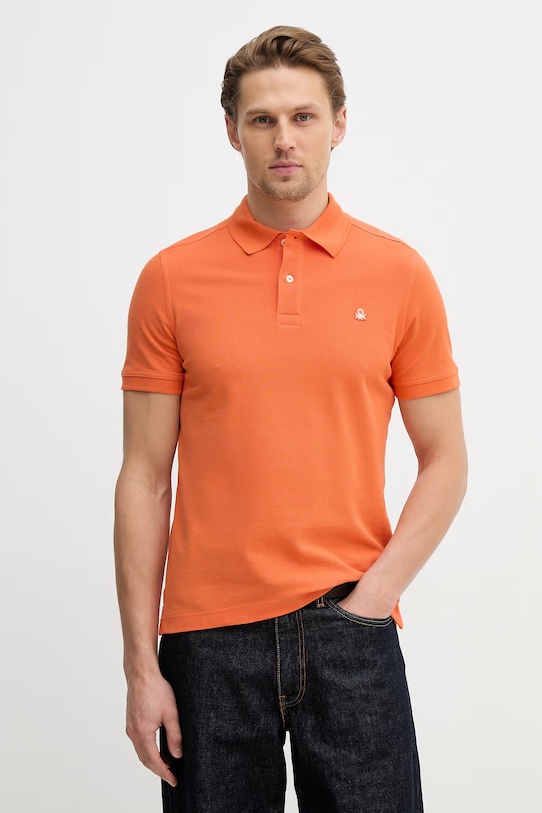 

Хлопковое поло United Colors of Benetton, оранжевый