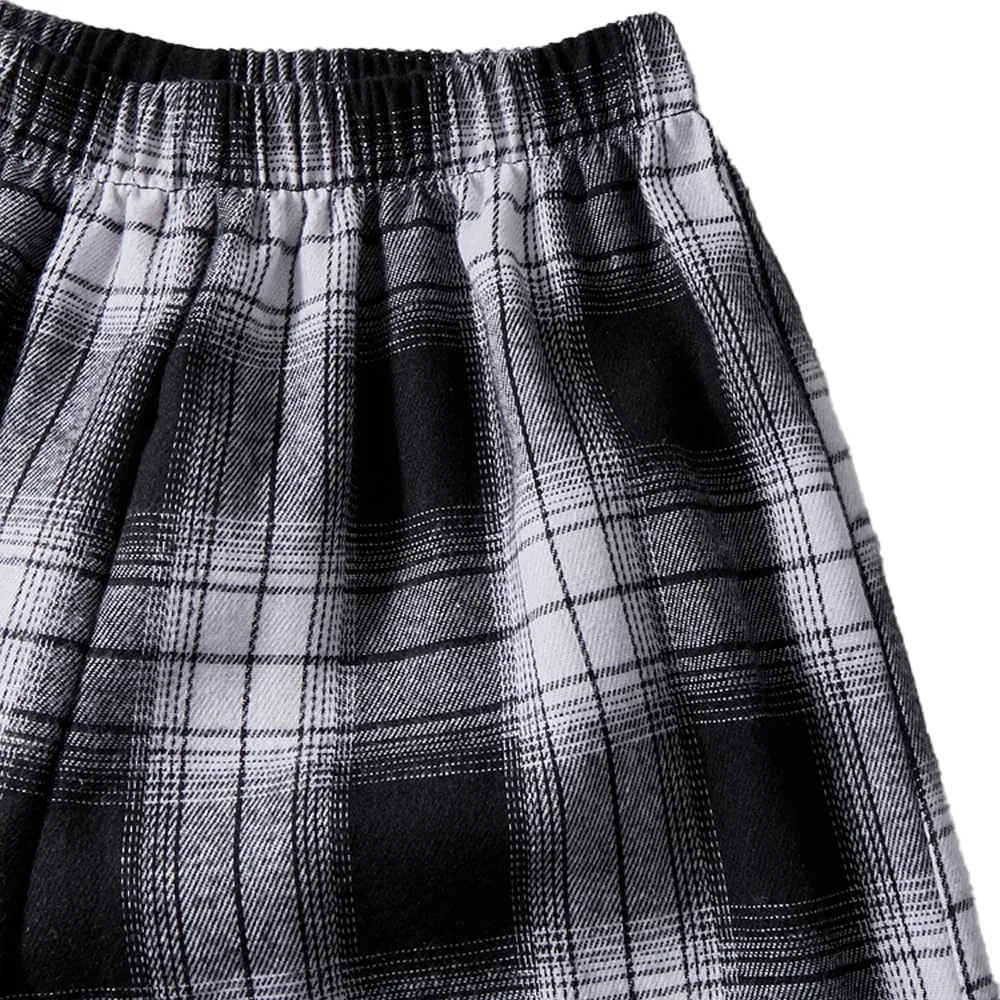 Nivne Tco 2pcs Tween Girls Pants Set Fashion Check Pattern Baggy Elastic Waist Wide Leg Plaid Plait Sweatants, черный+красный — фото 3