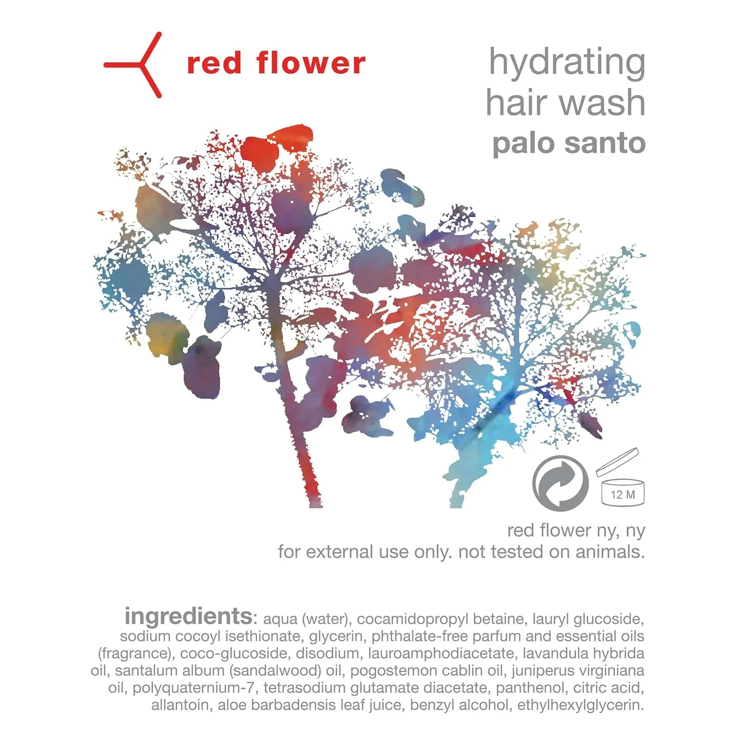 Шампунь Red Flower Palo Santo увлажняющий - без сульфатов, с кокосовым глицерином и провитамином B5, ароматерапевтическая смесь эфирных масел для всех типов волос (283 г), red — фото 2