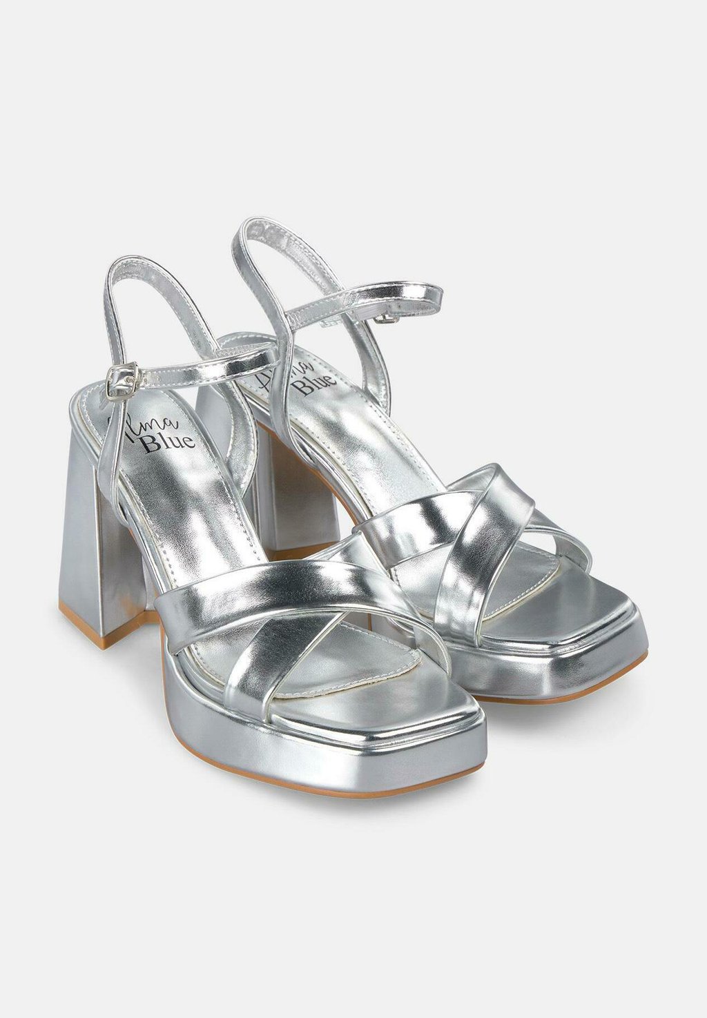 Босоножки на высоком каблуке PUNTERA Y CIERRE CON HEBILLA - Platform sandals Alma Blue, серебряный — фото 2