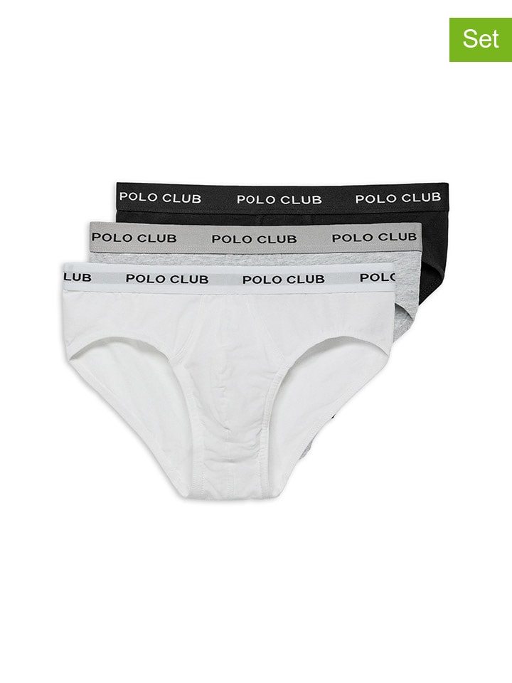 

Polo Club Комплект из 3 трусов: белые/черные/серые