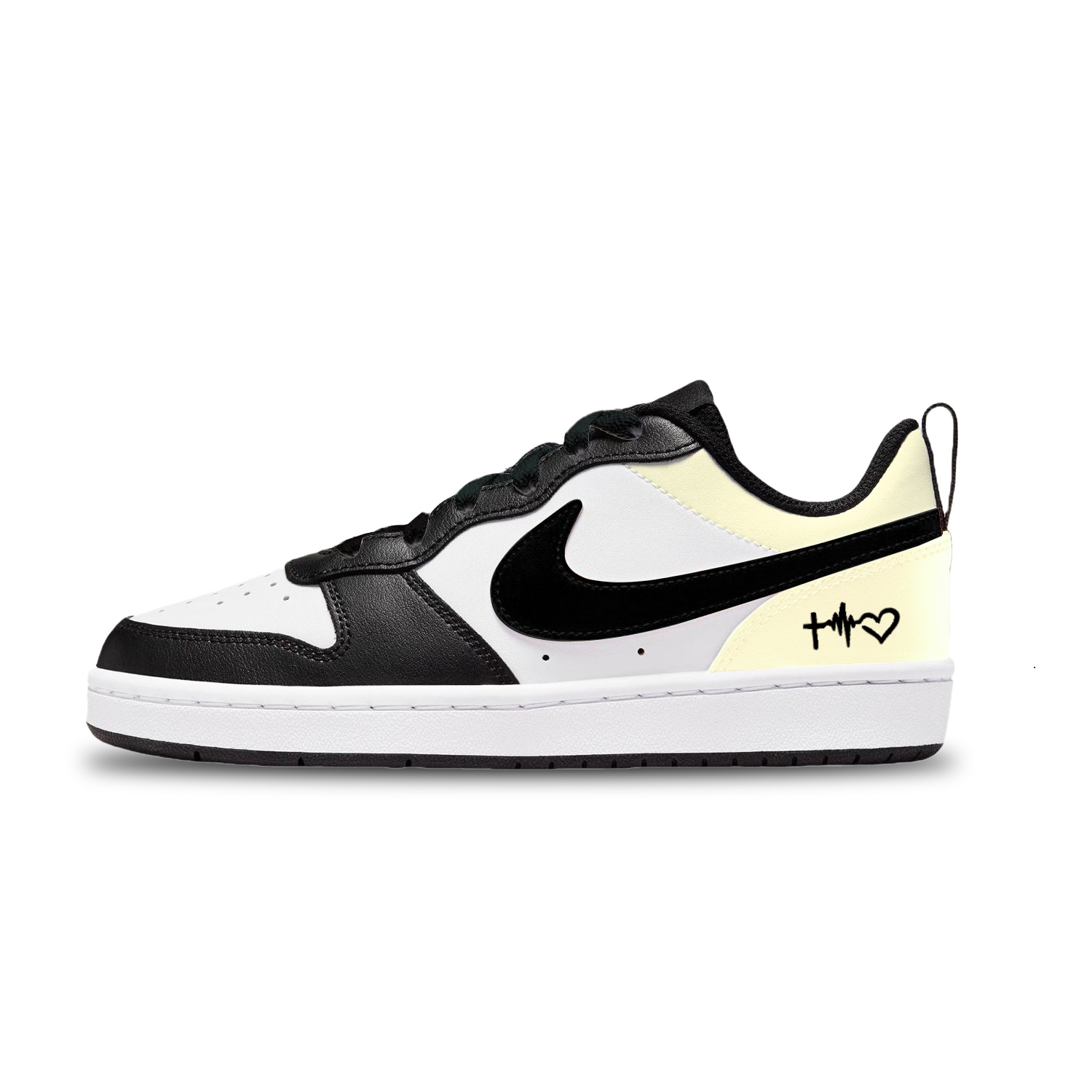 

Nike Кроссовки для скейтбординга Court Borough Heartfelt Signal низкие детские Black/White/Beige/Yellow Unisex