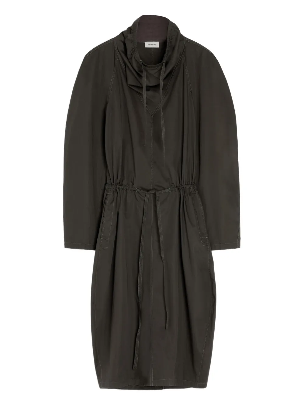 

Платье миди Vareuse с рукавами реглан и кулиской LEMAIRE, коричневый