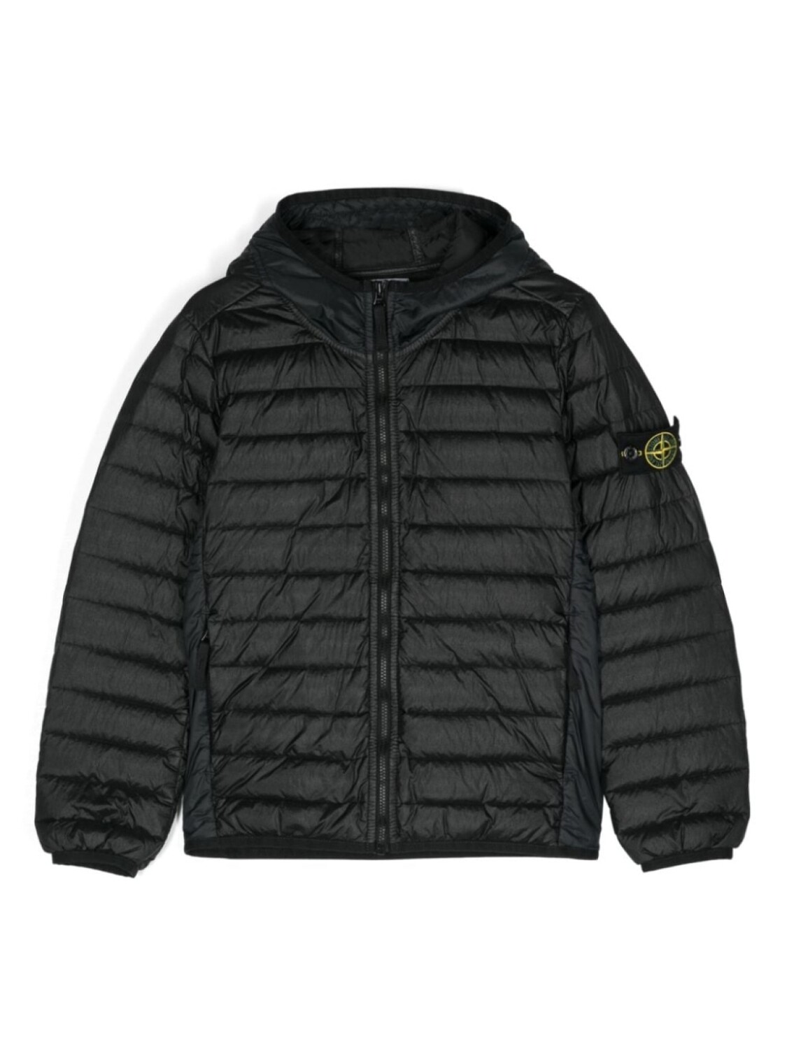 

Stone Island Junior пуховик с капюшоном и логотипом Compass, черный