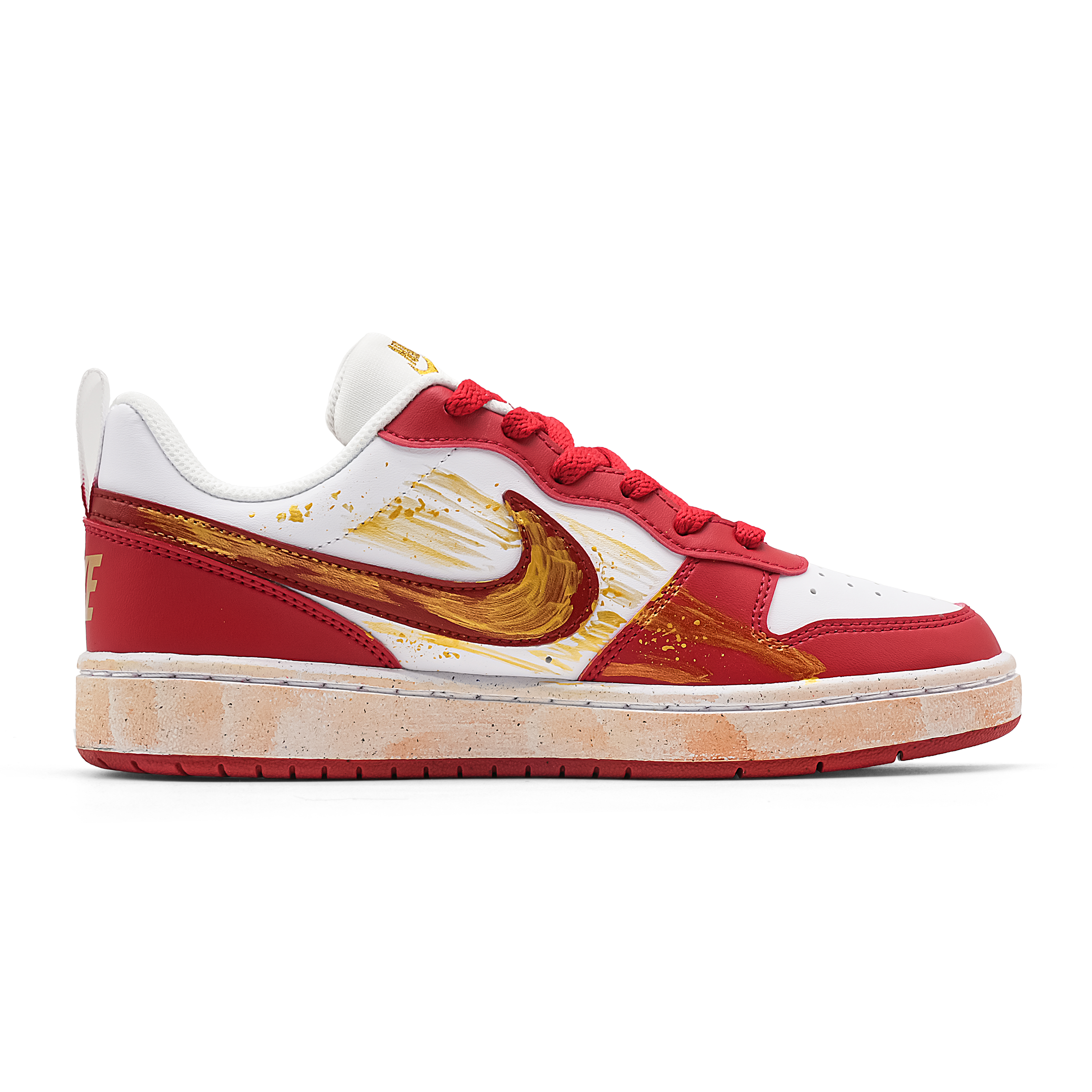 Nike Court Borough Cushioning, Wear Resistant низкие детские кроссовки для скейтбординга Gold Red Unisex — фото 3
