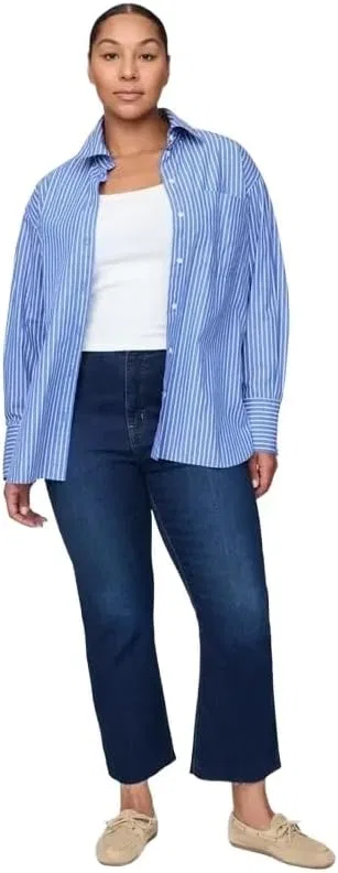Джинсы высокие расклешенные GAP, темная стирка