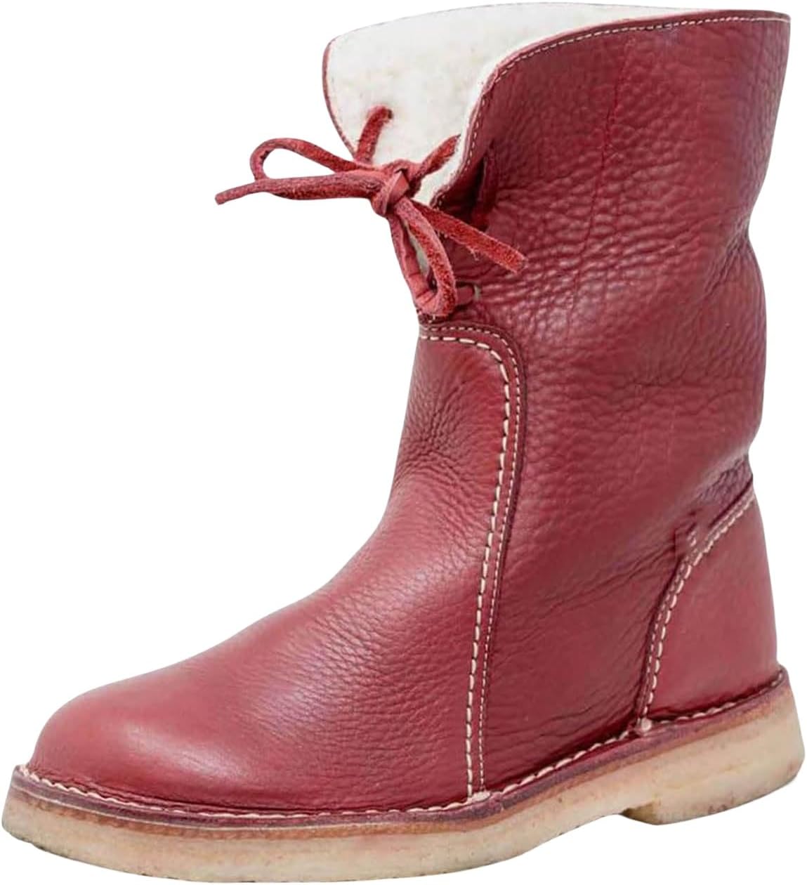 

Женские ботинки винтажные, с мягкой водонепроницаемой подкладкой из шерсти, складной верх, массивный низкий каблук, платформа, повседневные модные ботильоны Kvotuu, красный