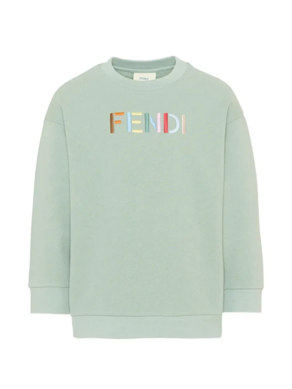 Свитер с вышитым логотипом FENDI KIDS, зеленый
