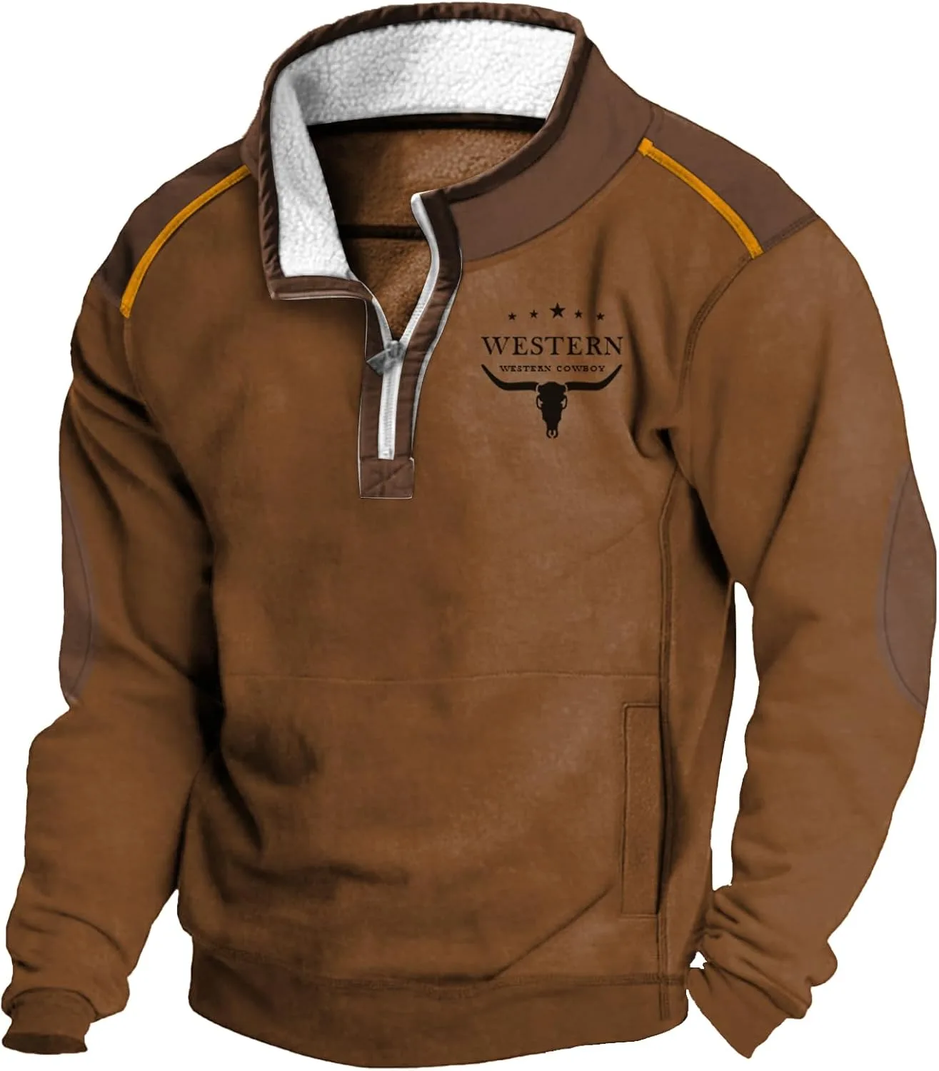 

Мужской свитшот в стиле вестерн с принтом, на молнии и с карманом Biacolum