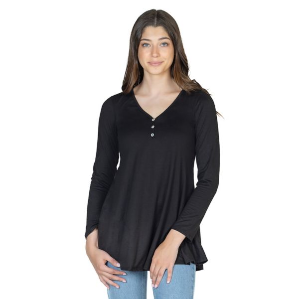 

Женская расклешенная туника-топ хенли 24Seven Comfort Apparel, черный