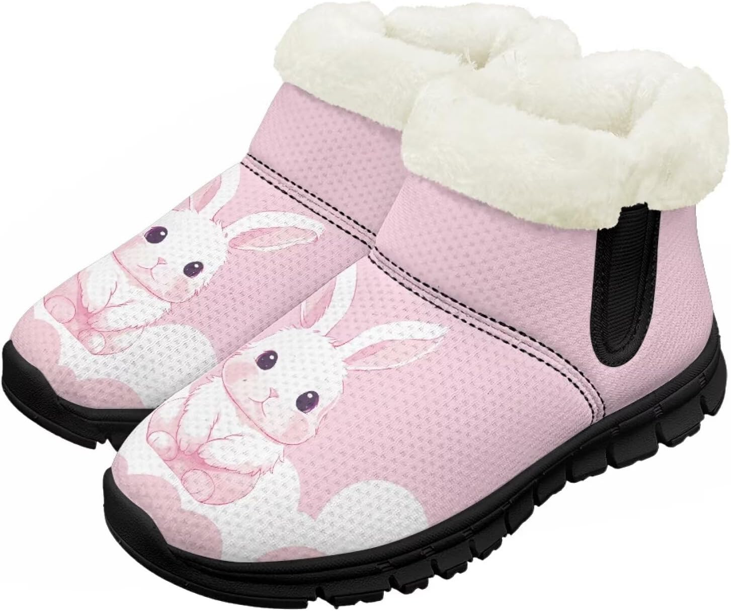 

Зимние сапоги Chririnla для девочек, детские сапожки для малышей и мальчиков, теплые обувь с меховой подкладкой, нескользящие модные короткие ботинки, Kawaii Bunny