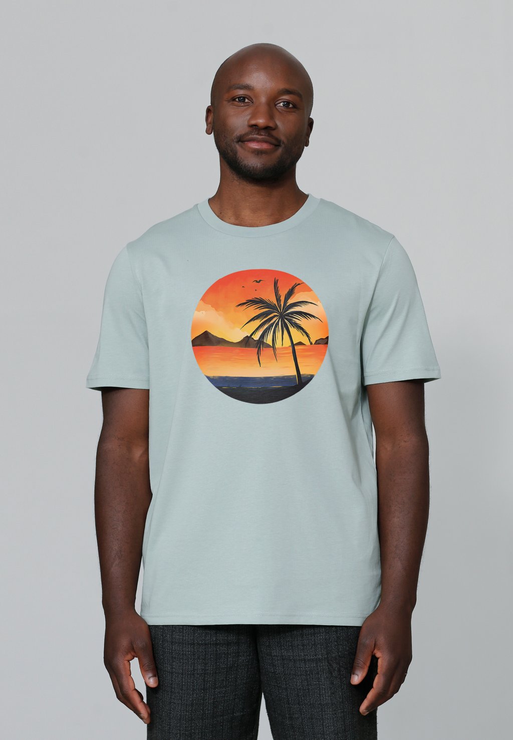 

Футболка с принтом SUNSET ON PALM watapparel, бирюзовый