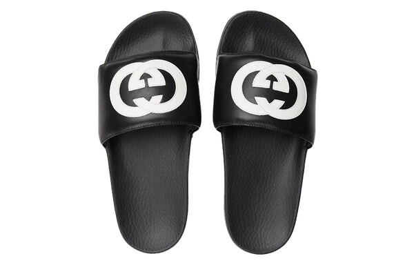 Сандалии interlock double g soft sole cozy flat heel fashion black sandals Gucci, черный — фото 4