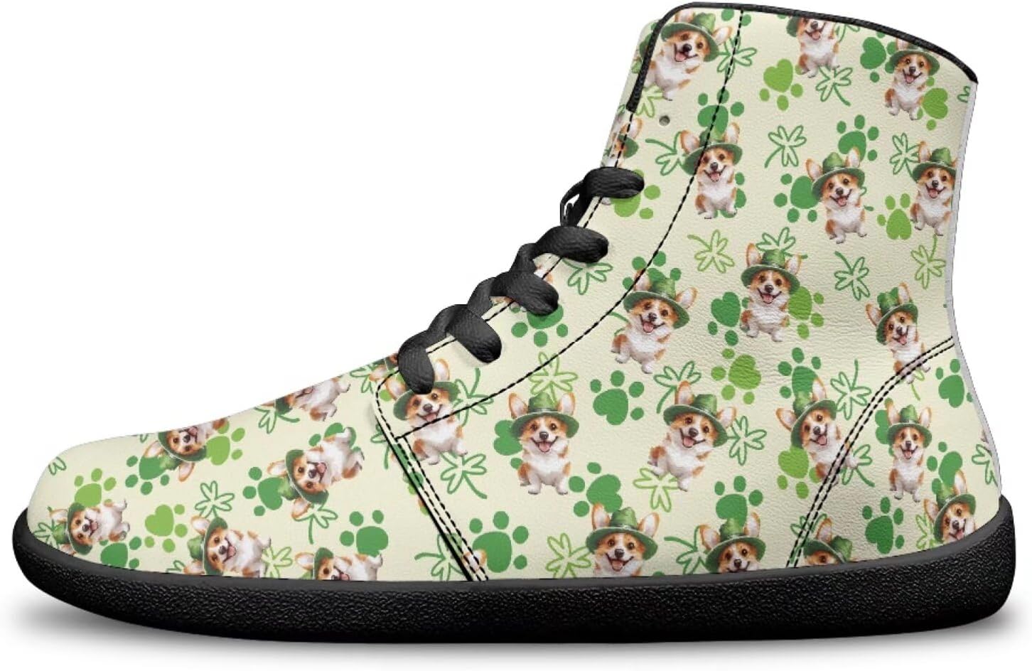 

Женские босоножки Binienty Men с широким носком, обувь для отдыха, высокие кеды из ПУ с нулевым перепадом для ходьбы и походов, St. Patrick's Day Corgi