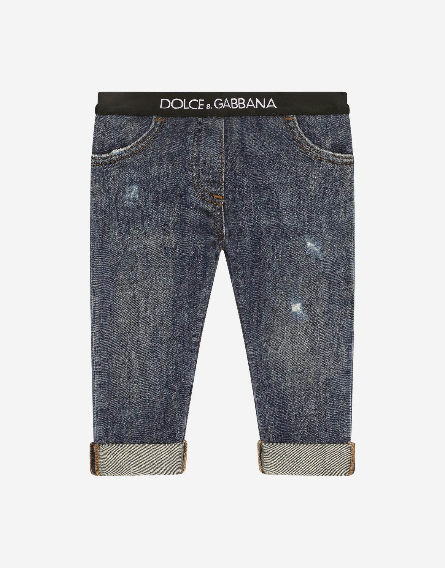 Джинсы из стрейчевого денима с фирменной резинкой Dolce&Gabbana, синий