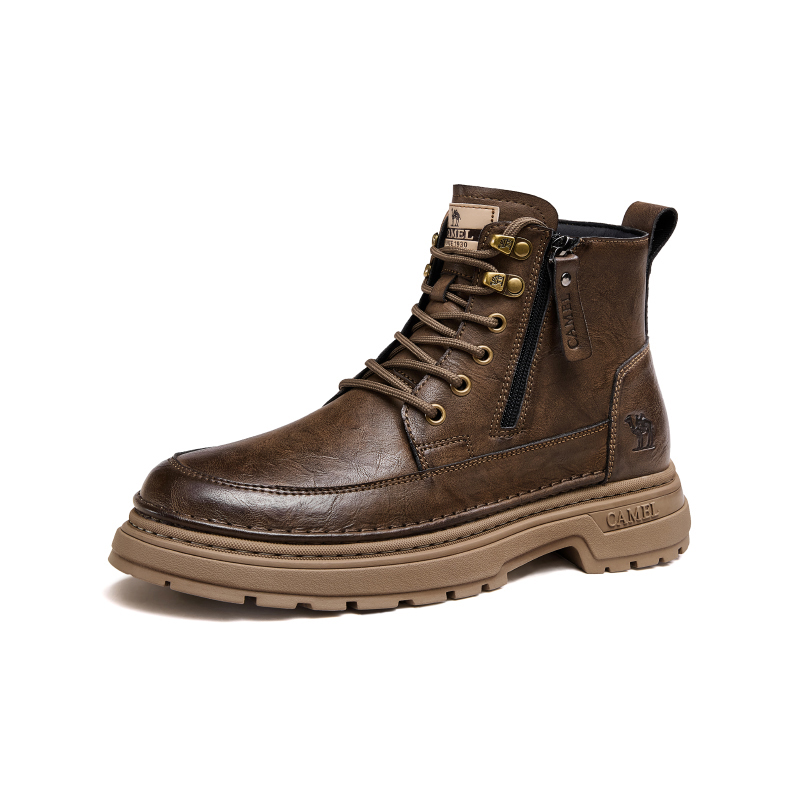 

Термостойкие абразивоустойчивые короткие уличные ботинки 4cm мужские CAMEL, темно-коричневый