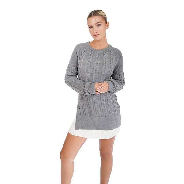 

Наконец-то джемпер с кабельной вязкой и разрезом Belle & Bloom, Grey