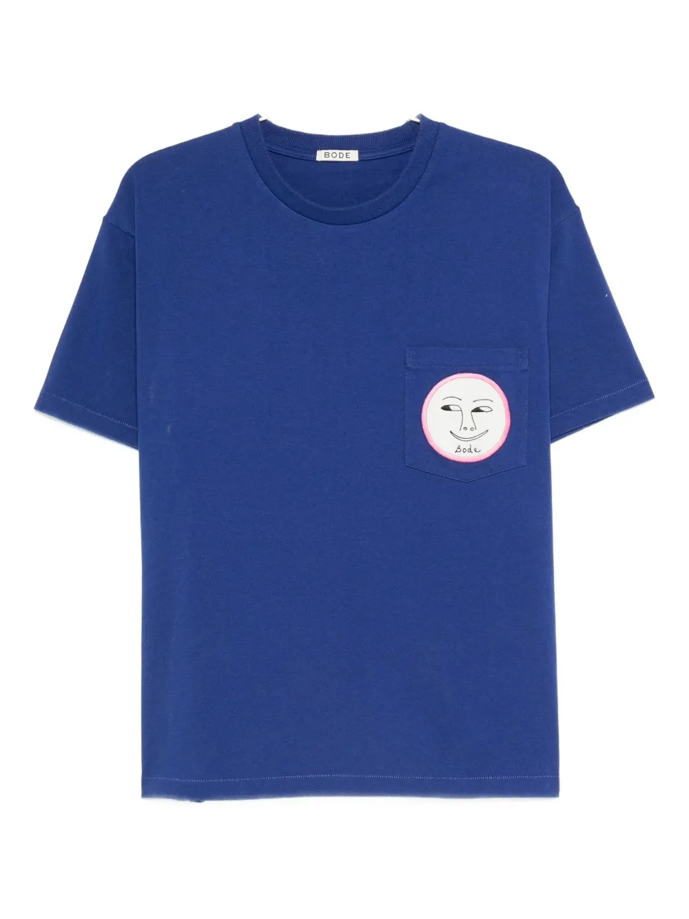

Футболка с карманом и принтом «лунное лицо» BODE, синий