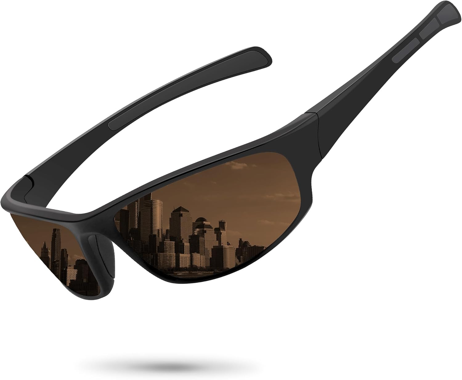 

Спортивные поляризованные солнцезащитные очки для мужчин и женщин, обтекаемой формы, для рыбалки, велоспорта, вождения, бега, с защитой от УФ-излучения Ofwin, Matte Black Frame/Brown Lens