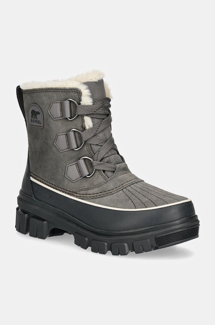 Кожаные ботильоны Sorel TORINO V WP OUTDRY, серый