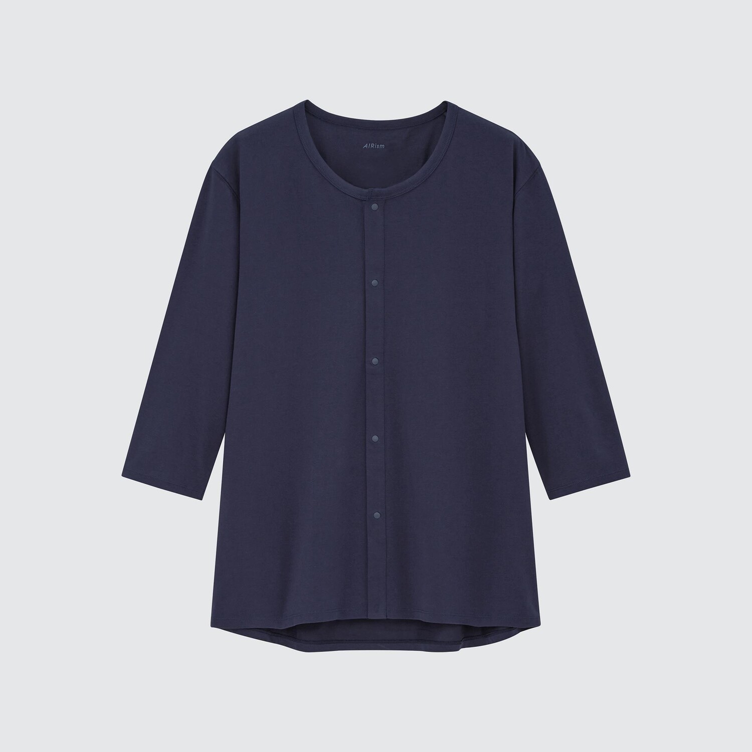 

Футболка Uniqlo AIRism с открытым передом и круглым вырезом, темно-синий