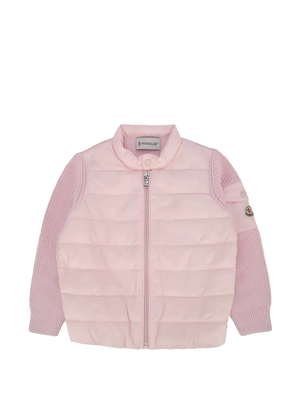 Утепленная куртка с нашивкой с логотипом Moncler Enfant, розовый