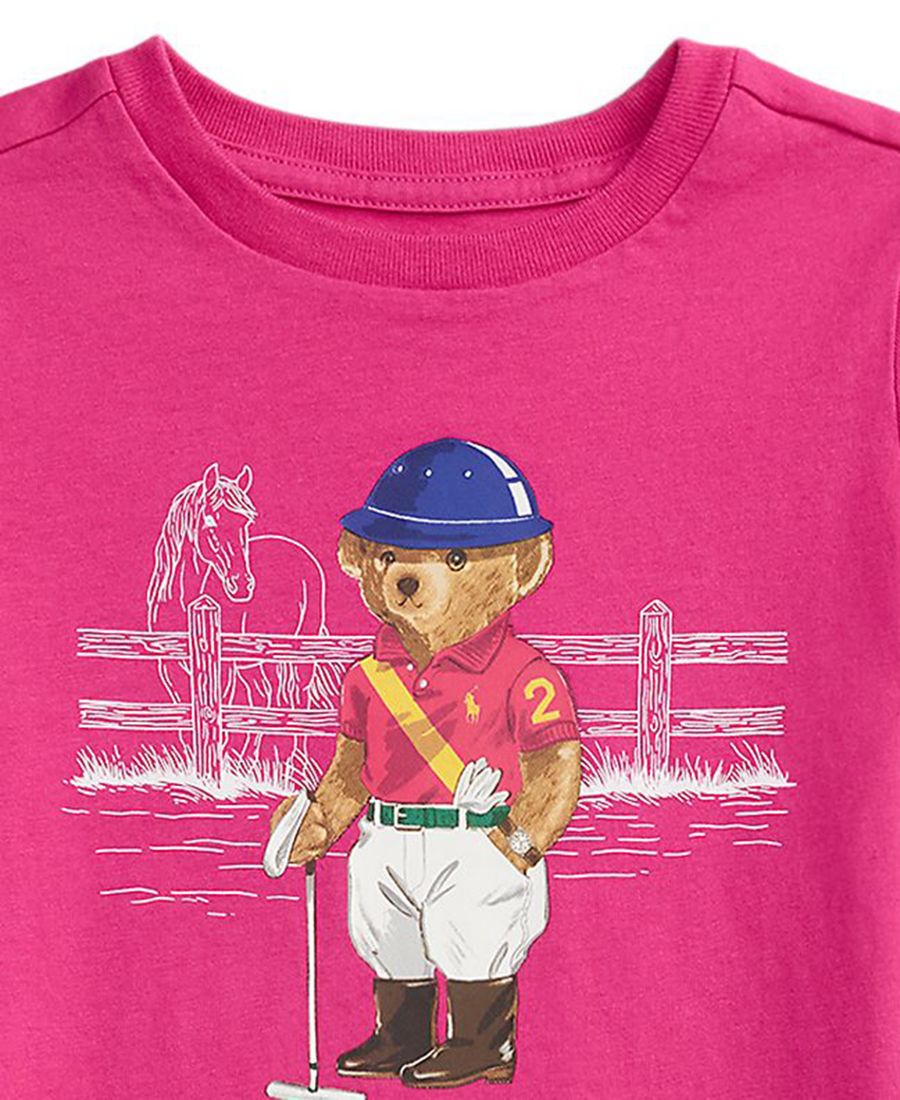 Детское хлопковое трикотажное платье Polo Bear (размеры 2T-6X) Polo Ralph Lauren, Pink — фото 3