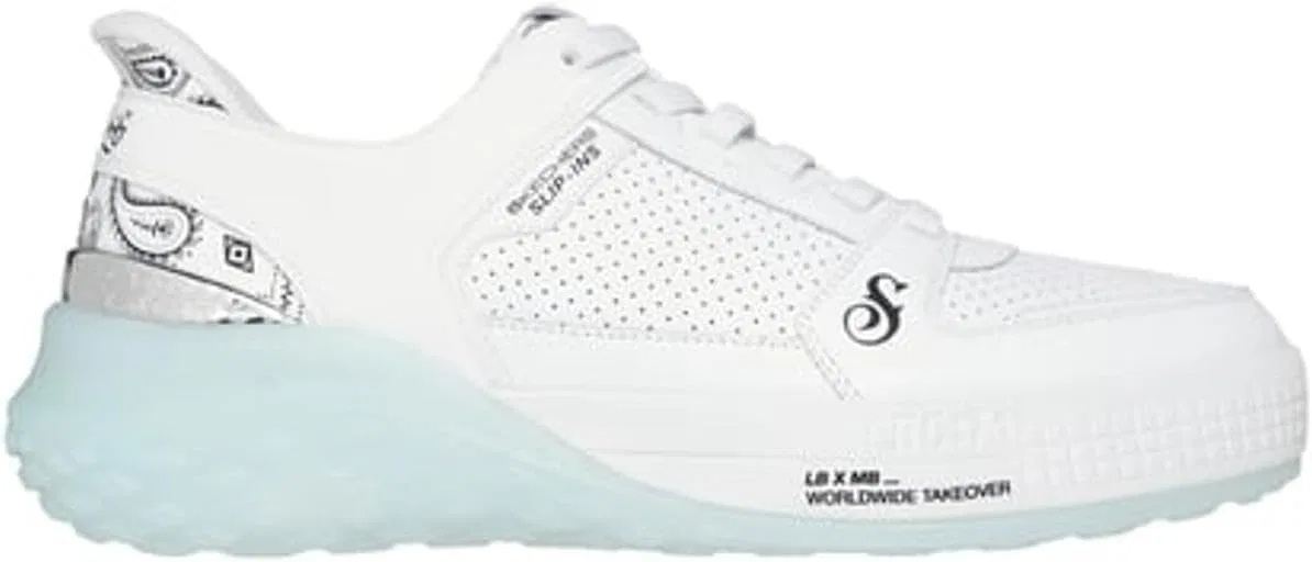 Мужские слипоны Skechers Snoop Sizzle Toke, White Leather Ice Blue Trim — фото 4