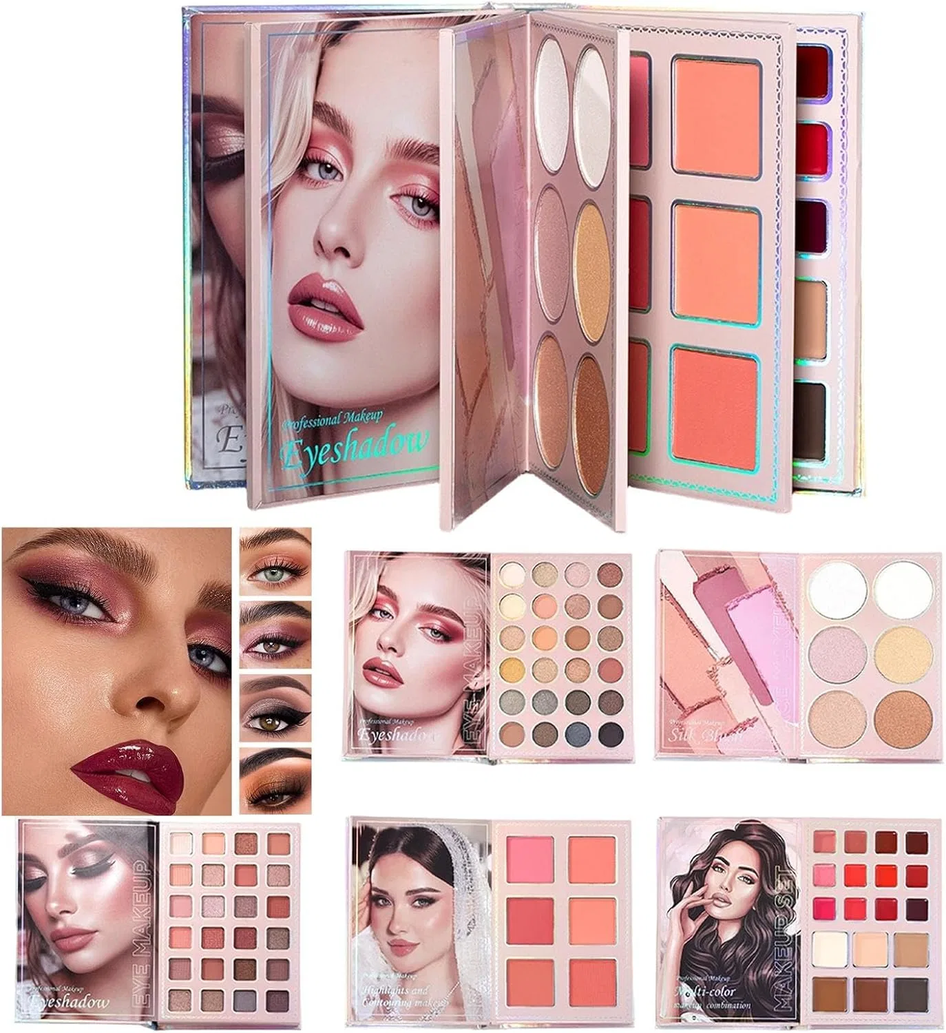 Палетка теней и румян Makeup Book Palette Gradient Design, универсальная