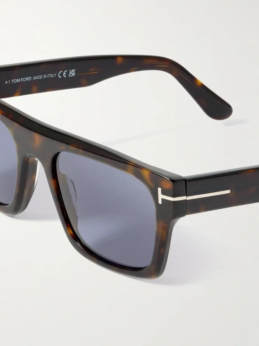 Квадратные черепаховые солнцезащитные очки Cyrus из ацетата TOM FORD Eyewear, коричневый — фото 4