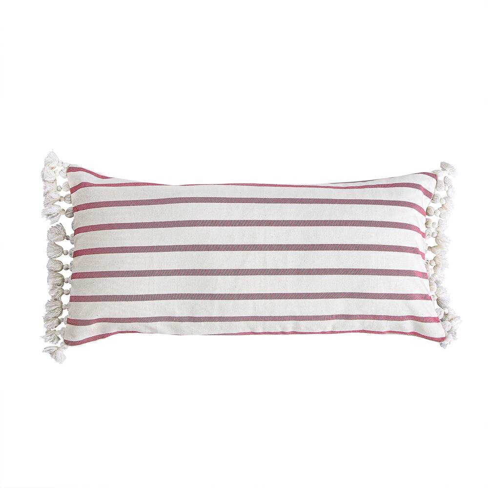 

Подушка Levtex Home Thatch Home Joybirds в полоску с кисточками, красный