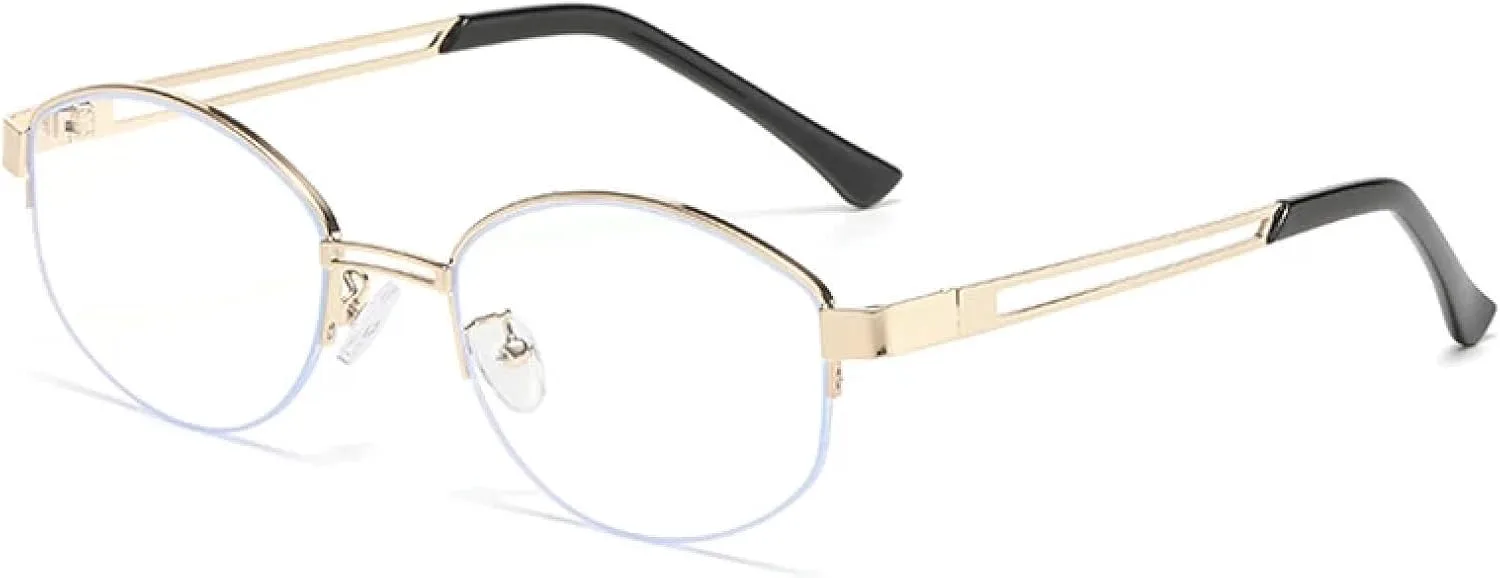 

Модные овальные солнцезащитные очки для женщин, винтажные, полуободковые, с прозрачными линзами Ocean, защита от УФ-излучения UV400, для мужчин HHZZYVY, Golden Clear