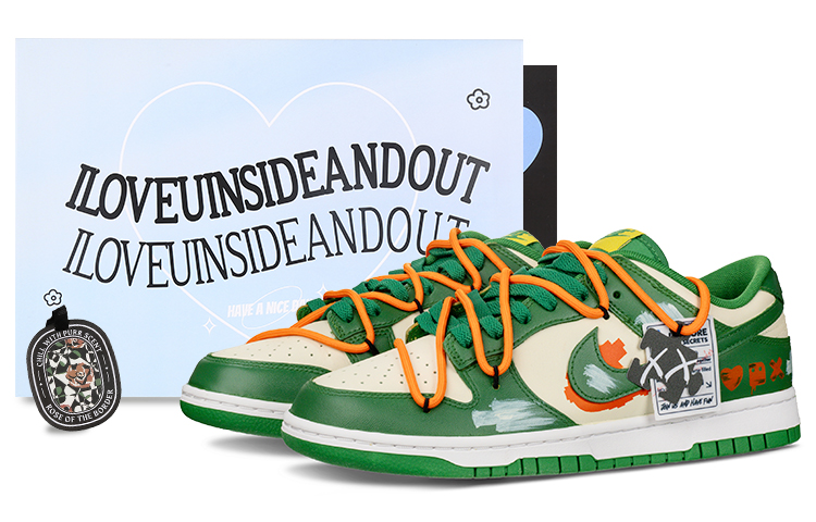 

Кроссовки Nike Dunk Skateboard Shoes Men Low-Top Green/Orange/White