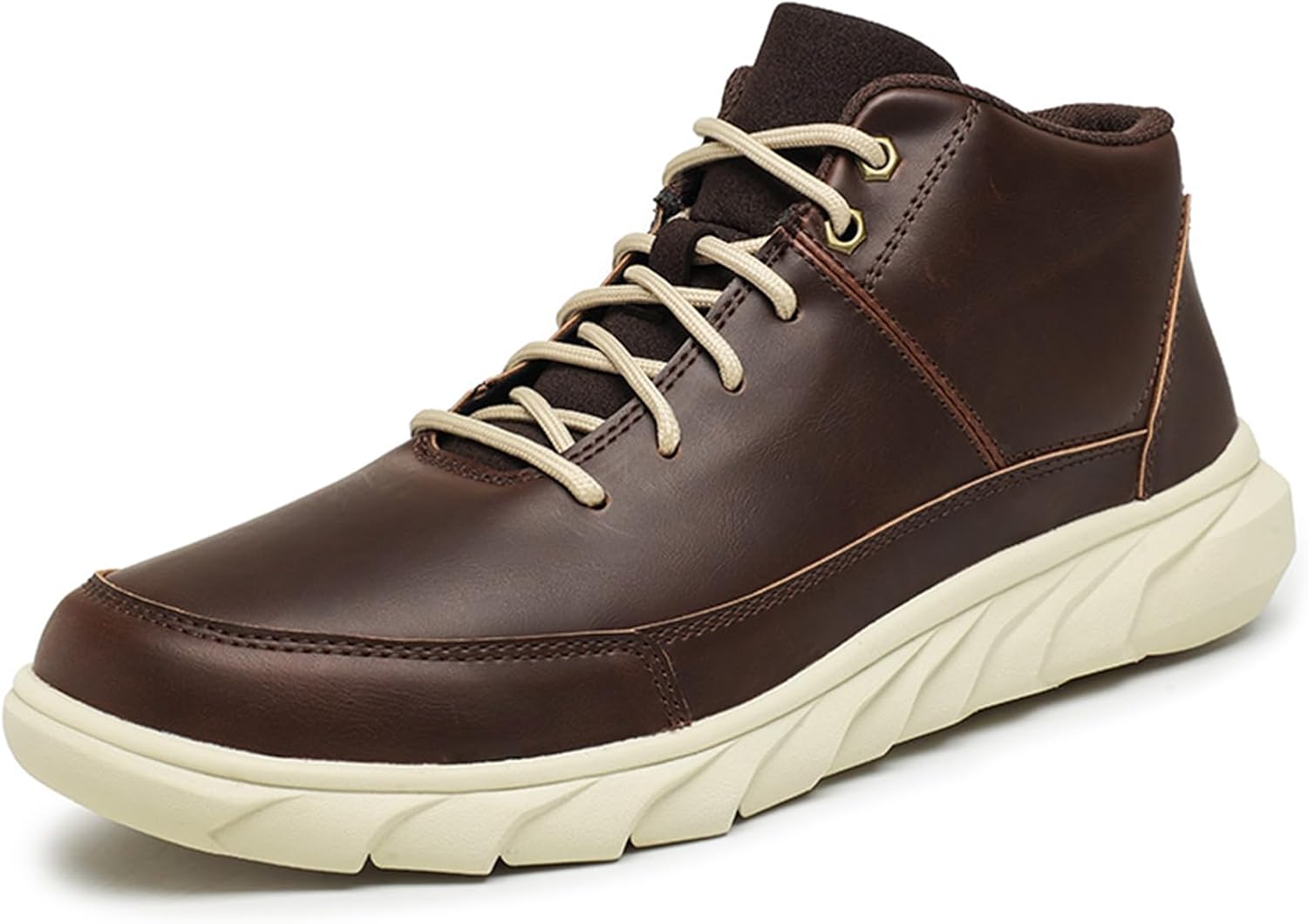 

Мужские кроссовки PTNOKA средней высоты с шнуровкой, удобные, с круглым носком, легкие, противоскользящие, повседневные ботинки, модные кроссовки для прогулок, коричневый