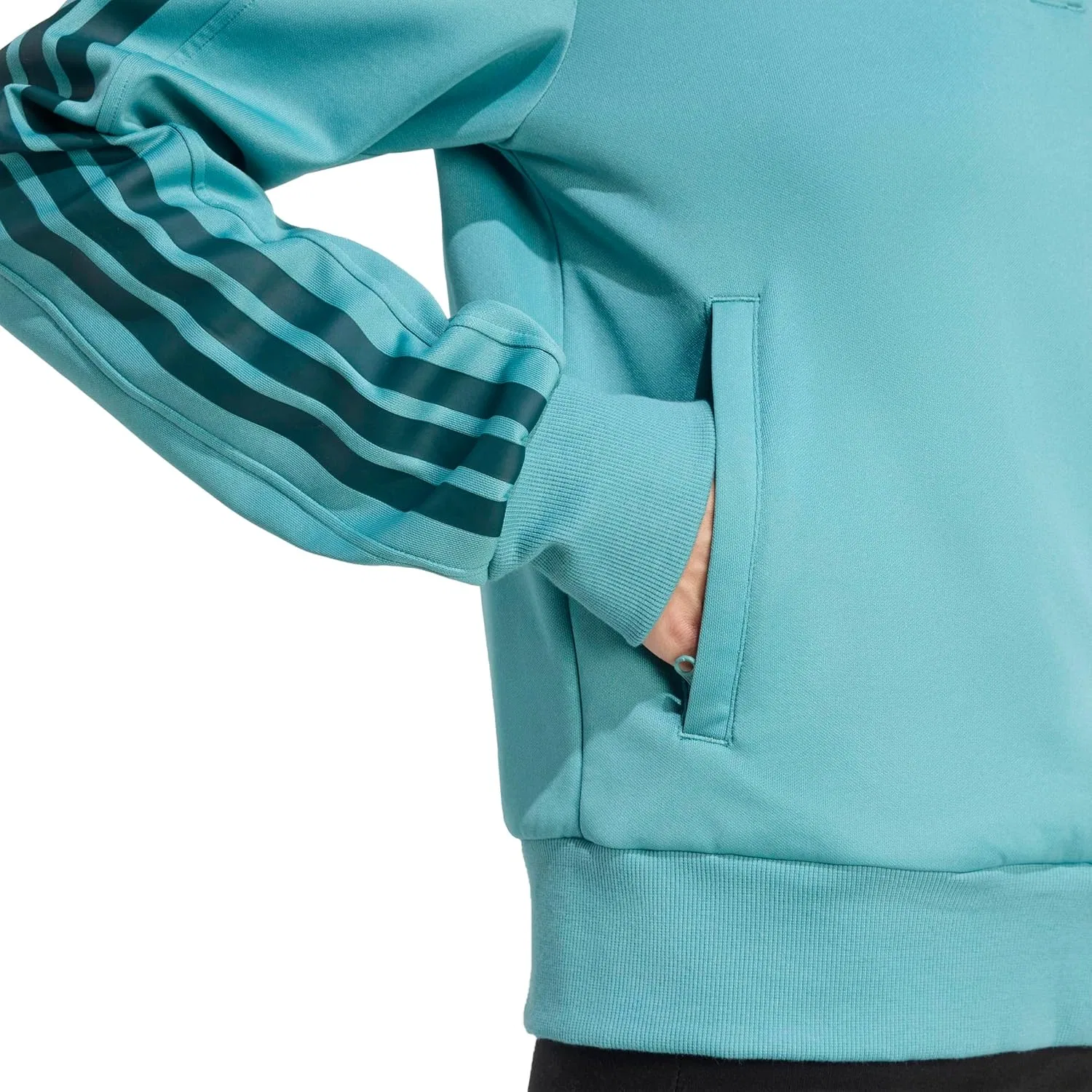 Трек-куртка женская с застежкой на кнопки, adidas, цвет Powder Teal/Aurora Ivy — фото 4