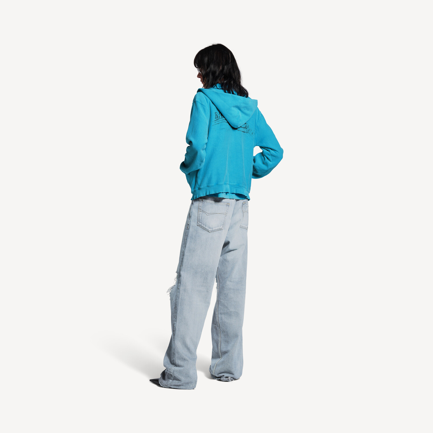 Толстовка Balenciaga Washed Crayon Political Zip-Up, голубой — фото 4
