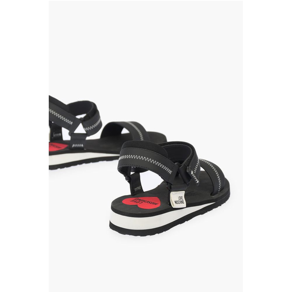 Сандалии LOVE EVA30 с узором «зигзаг» и застежкой на липучке Moschino, Black — фото 2