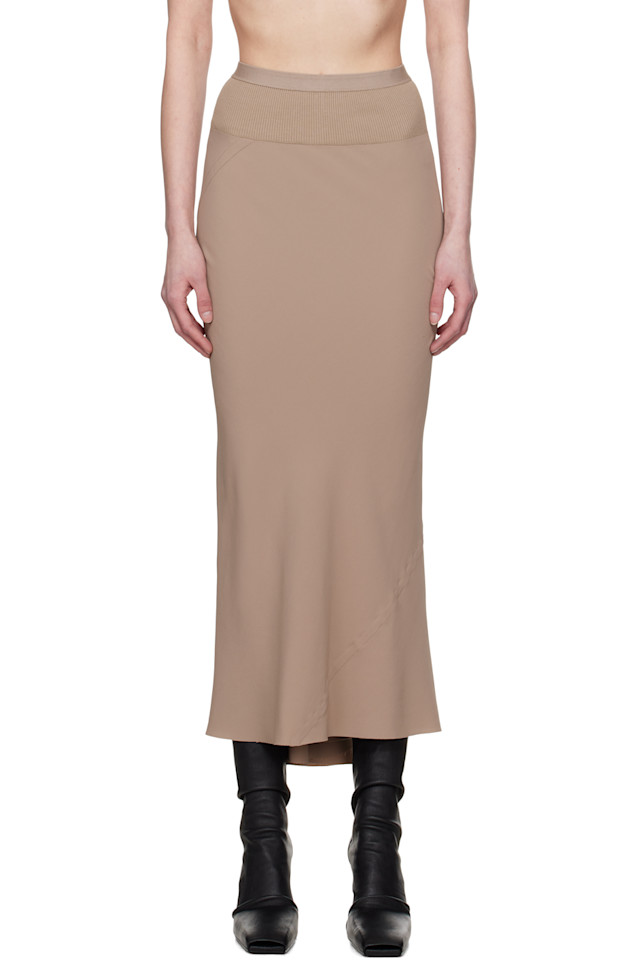 

Юбка макси из телячьей кожи с косым кроем Hollywood Rick Owens, цвет taupe