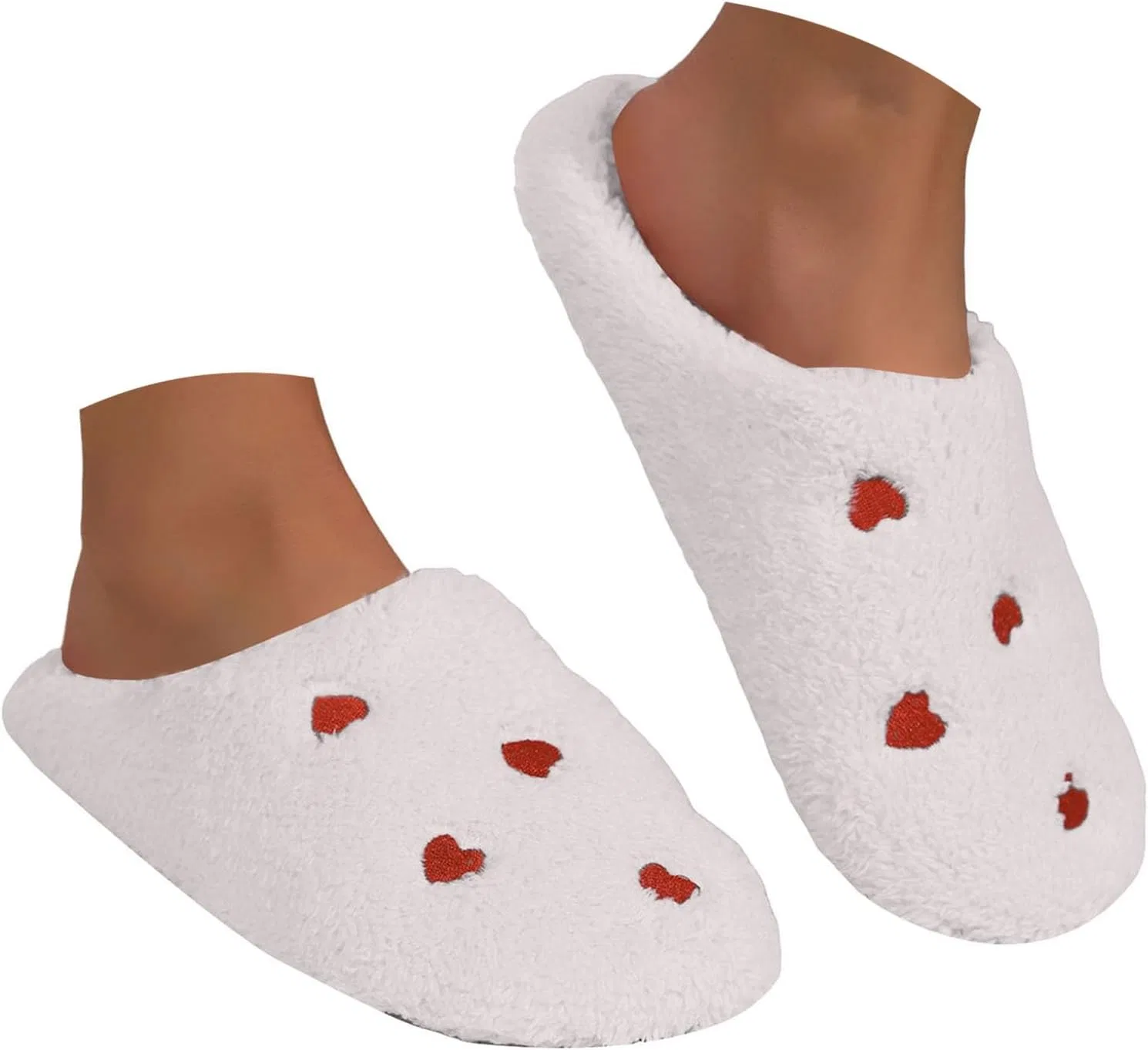 Тапочки с сердечками, Memory Foam, белые