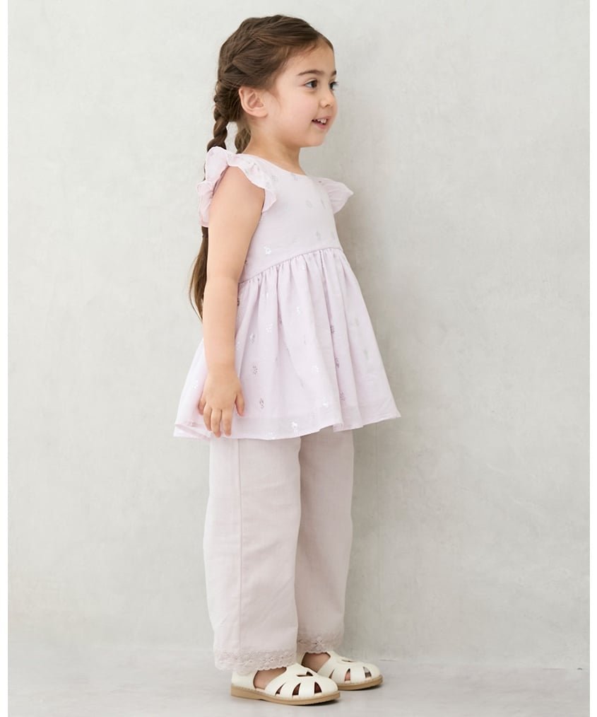 Широкие брюки с боковой шнуровкой (детские) Petit main, Light Pink — фото 2