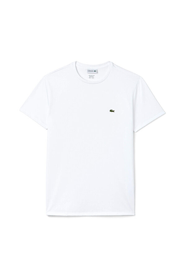 Белая мужская футболка стандартного кроя с круглым вырезом Lacoste