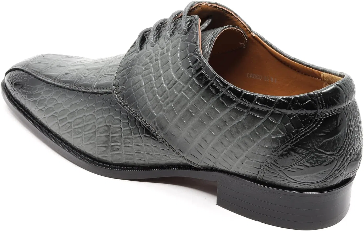Мужские оксфорды с крокодиловым принтом, шнуровка, Crocodile-03 Metrocharm, Gray — фото 3