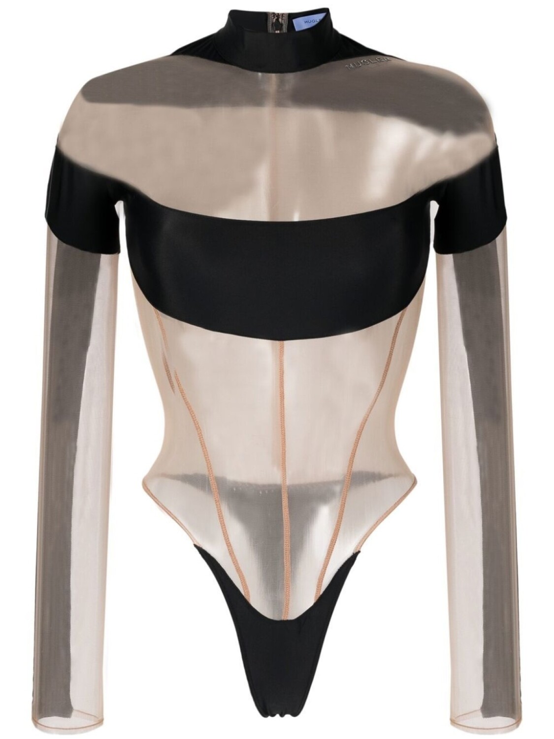 

Mugler полупрозрачное боди, черный