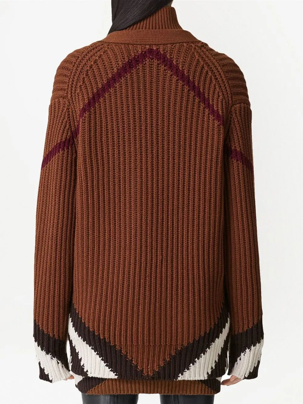 Кардиган Burberry, женский, коричневый, с узором шеврон — фото 4